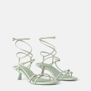 ZARA STRAPPY MID-HEIGHT HEELED SANDALS
